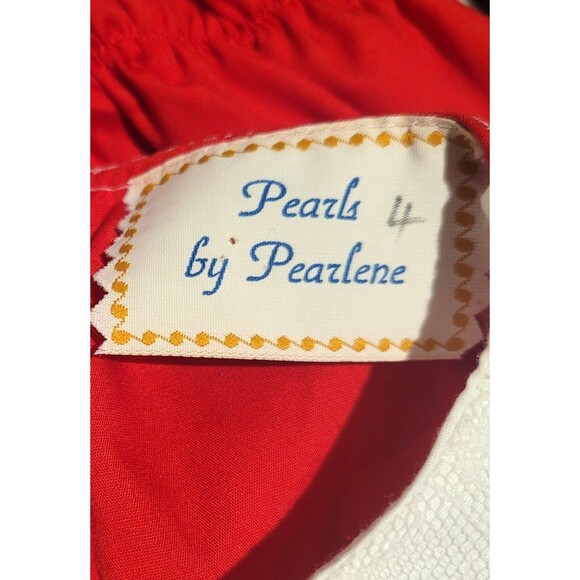 vintage 80s jumper romper one piece red cottagecore lace bow handmade in USA 4 - Picture 4 of 10